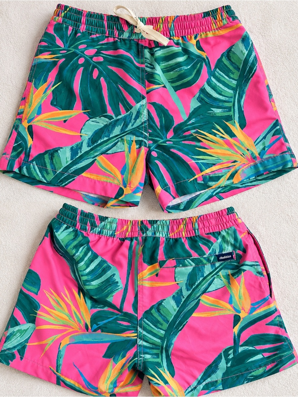 Chubbies Boys’ Birds of Paradise Swim Trunks | Classic Swim Shorts | M (10-12)